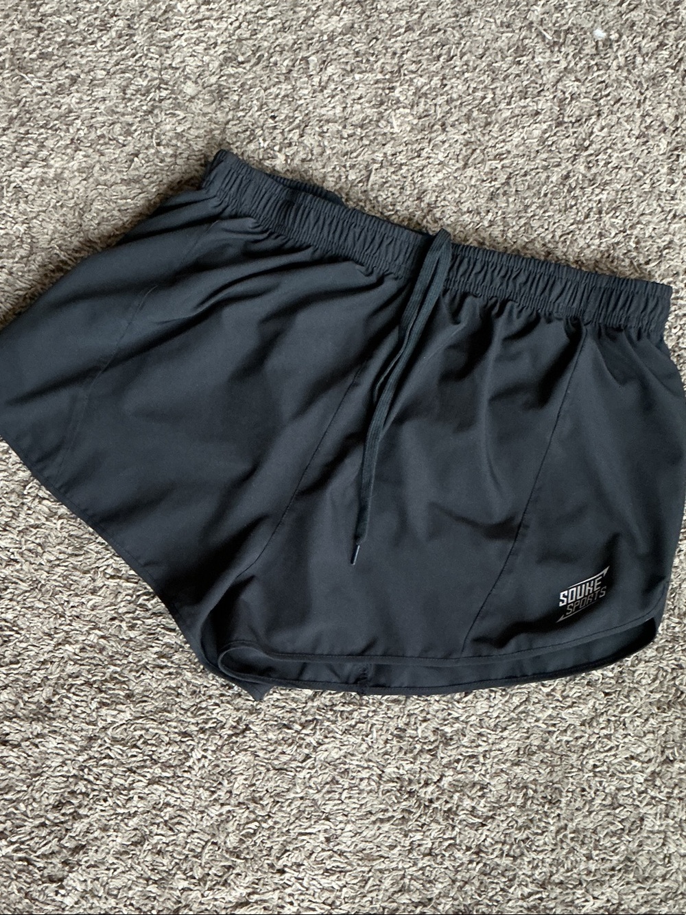 Black Women's Athletic Shorts with Drawstring by Soukesports
